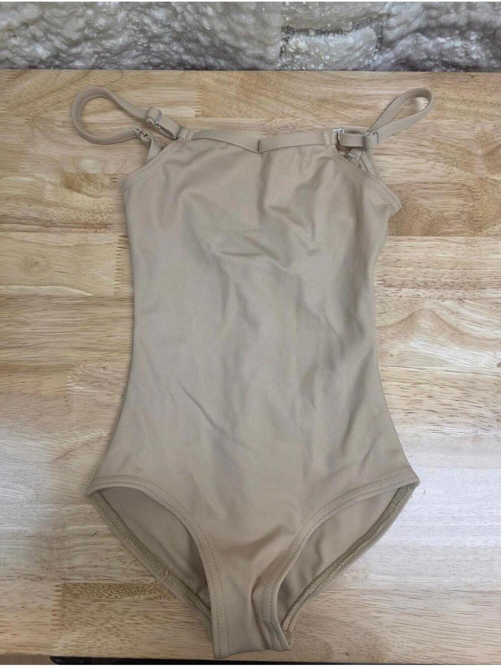 CAPEZIO GIRLS TEAM BASIC CAMISOLE LEOTARD ADJUSTABLE STRAPS NUDE SIZE S